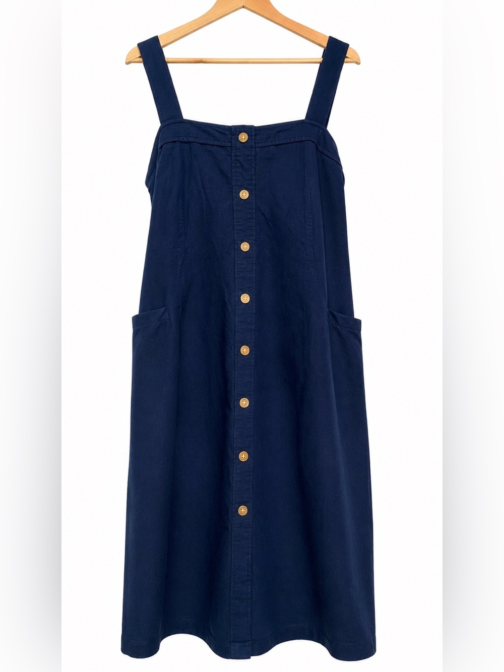 Everlane Navy Button-Front Midi Dress